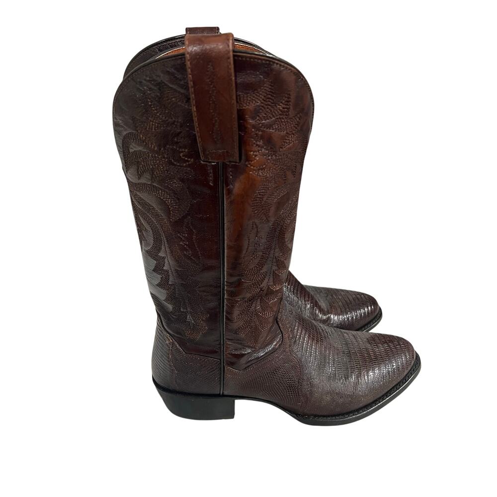 Dan Post Lizard Skin Cowboy Boots Mens 8 EW Brown Western Leather USA DP3051R